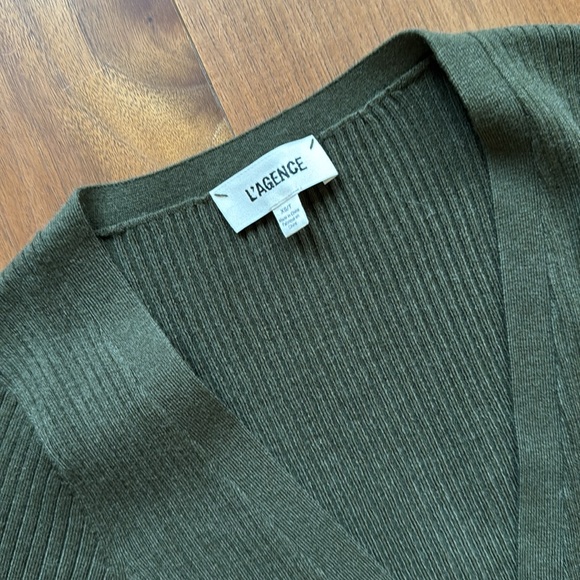 NEW / L’AGENCE Button Duster Midi Sweater Dress Long Cardigan / Olive Green XS - Picture 11 of 11
